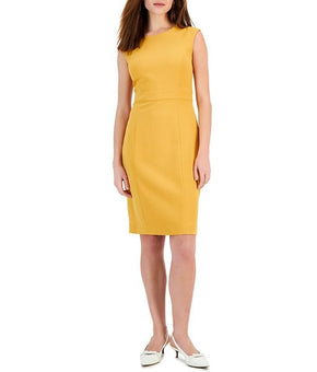 Kasper Sleeveless YELLOW Seamed Waist Sheath Dress Petite Size 6P MSRP $89
