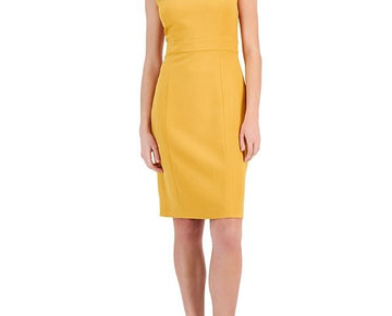 Kasper Sleeveless YELLOW Seamed Waist Sheath Dress Petite Size 6P MSRP $89