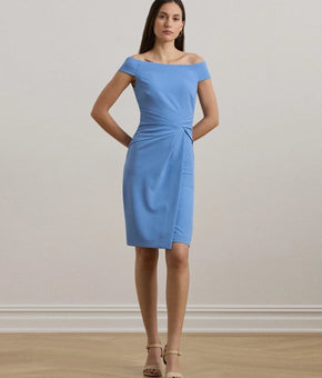 Lauren Ralph Lauren Crepe Off-the-Shoulder Cocktail Dress Blue Size 2 MSRP $175