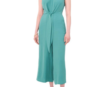 Vince Camuto Women's Sleeveless V-Neck Tie-Waist Jumpsuit Green Size M SALE $109
