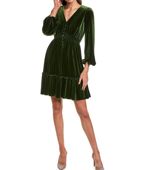 Taylor womens Velvet Mini Dress, Size 16 MSRP $118 Green