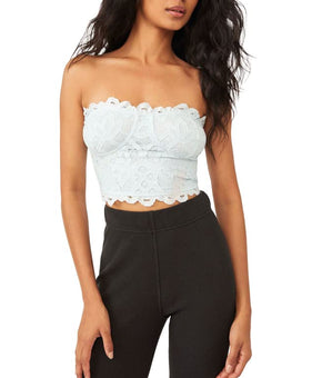 Free People Women's Adella Corset Bandeau Light Blue Sea Washed, Size S