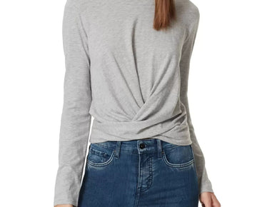 FRAYED DENIM Cotton Romi Twist-Front Top Gray Size L MSRP $50