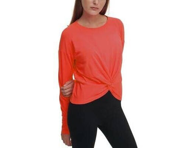Dkny Sport Twist-Front Top Red Orange Size XS MSRP $50