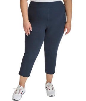 Tommy Hilfiger Plus Size 1X Side-Slit High-Rise Leggings Blue Navy MSRP $70