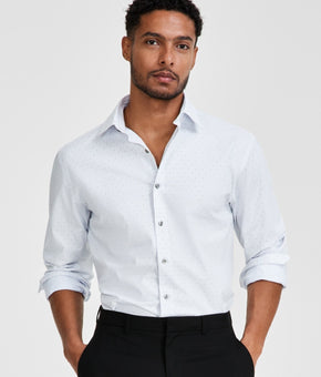 Alfani Men Regular-Fit Regulating Geo-Print White Size 16/16.5 x 32/33 MSRP $65