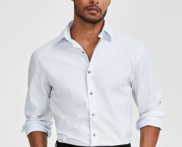 Alfani Men Regular-Fit Regulating Geo-Print White Size 16/16.5 x 32/33 MSRP $65