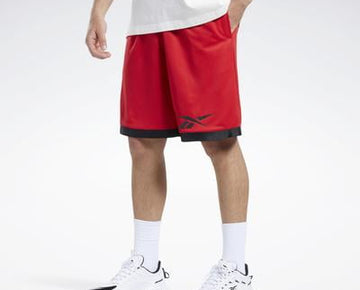 REEBOK Mens Regular fit Drawstring Basketball Shorts Red XL 10 Inseam
