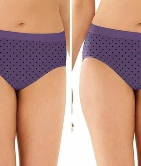 Bali Womens 2-PK U Hi-Cut Brief Size L/7 Vista Black Dot Purple Full Back Soft