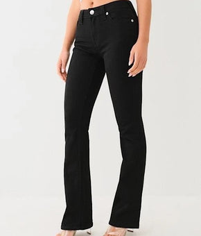 True Religion NWT Jeans Womens Size 30 Black Rinse Becca Mid Rise Bootcut $149