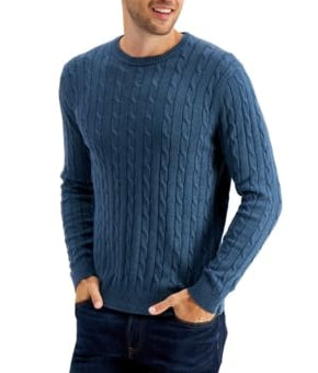 Club Room Men's Cable-Knit Sweater Navy Blue Size Large