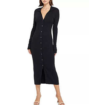 Sanctuary Women¡¯s All The Ways Ribbed Cardigan Dress Black Size M