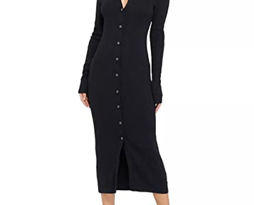 Sanctuary Women¡¯s All The Ways Ribbed Cardigan Dress Black Size M