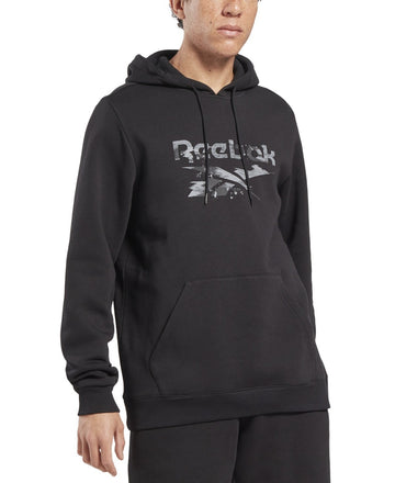 Reebok Men's Camo Logo Graphic Hoodie Black Size L MSRP $60