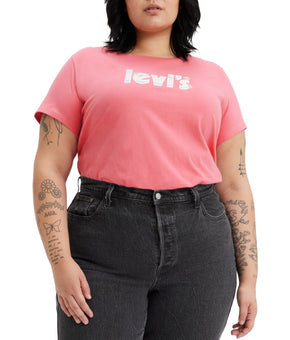Levi's Trendy Plus Size Perfect Logo Cotton T-Shirt Pink Size 2X