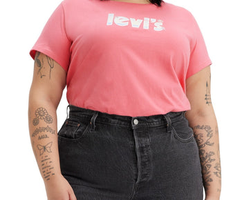 Levi's Trendy Plus Size Perfect Logo Cotton T-Shirt Pink Size 2X