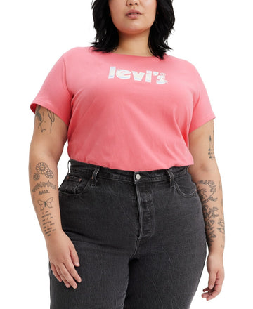 Levi's Trendy Plus Size Perfect Logo Cotton T-Shirt Pink Size 2X