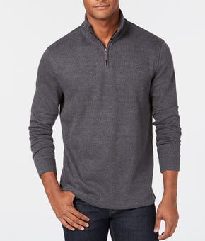 Club Room Mens Quarter-Zip French Rib Pullover Cotton Blend Gray Size M MSRP $60