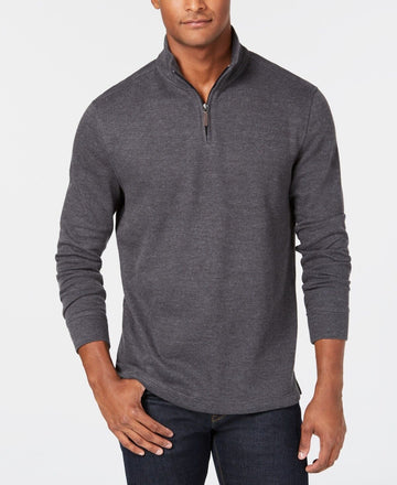 Club Room Men's Quarter-Zip French Rib Pullover Gray Size M MSRP $60