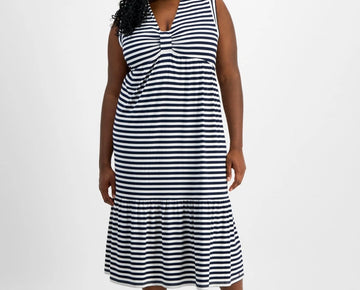 Tommy Hilfiger Striped Sleeveless Blue Sky Captain Ivory Plus Size 2X MSRP $99