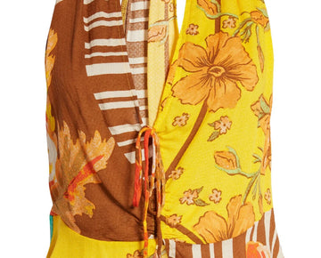 Free People Hot Tropics Tank Top Yellow Orange Size M MSRP $78