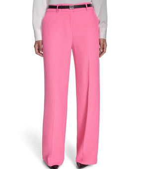 Calvin Klein Petite Mid-Rise Classic Wide-Leg Pants With Belt Pink Size 6P $119
