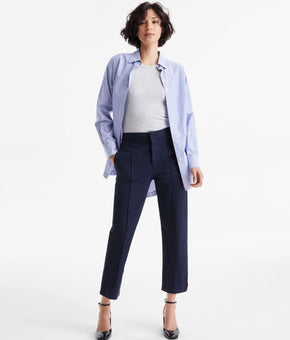 BOSS Orange Women's High-Rise Tapered-Leg Pants Navy Blue Size 4 Cotton $128