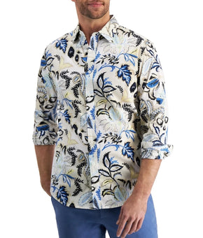 Club Room Shirt Mens Size S White Combo Floral Long Sleeve Stretch Button-Up $60