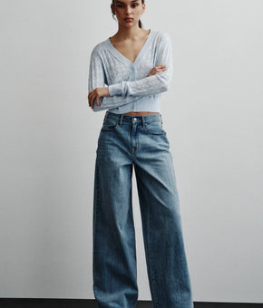 DKNY Jeans Women's High-Rise Wide-Leg Jeans Blue Size 24 MSRP $79