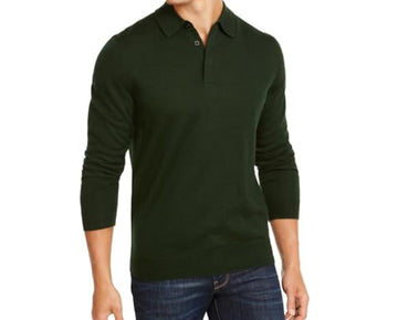 Club Room Mens Merino Wool Blend Polo Pullover Sweater Green Size XL