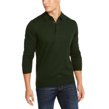 Club Room Mens Merino Wool Blend Polo Pullover Sweater Green Size XL