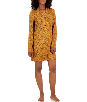 Jenni Women's Notched-Collar Long-Sleeve Sleepshirt, - Tiny Heart Size L