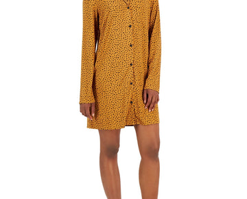 Jenni Women's Notched-Collar Long-Sleeve Sleepshirt, - Tiny Heart Size L