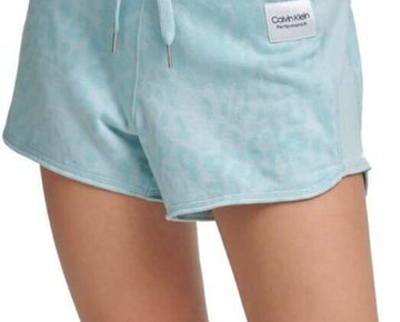 Calvin Klein Performance Womens Printed French Terry Shorts Aqua Blue Size L
