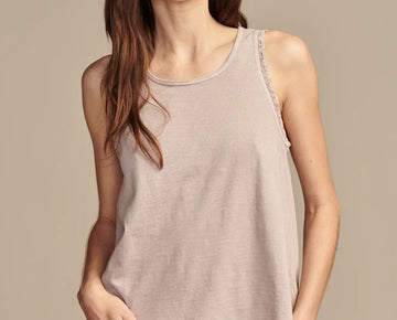 Lucky Brand Womens Lace-Trim Swing Tank Top Jet Purple Size L