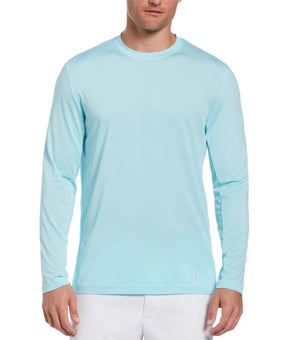 PGA Tour Men's Mixed Media Sun Protection Golf Shirt Aqua Blue Size S MSRP $58