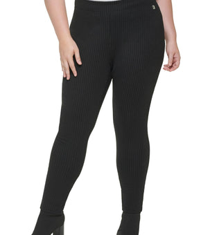 Calvin Klein Womens Plus Pinstripe Pull-On Skinny Pants Size 0X Black