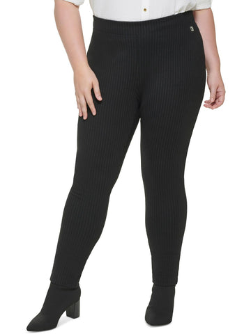 Calvin Klein Womens Plus Pinstripe Pull-On Skinny Pants Size 0X Black