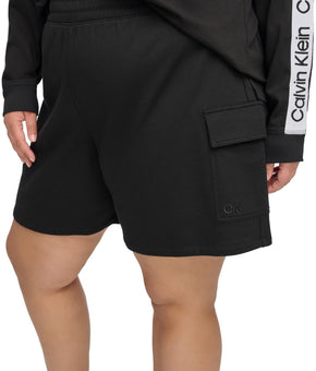 Calvin Klein Performance Womens Plus Pocket Cotton Shorts Black Size 1X MSRP $45