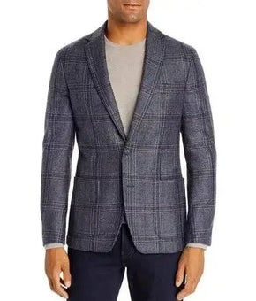 Dylan Gray Checked Classic Fit Wool Blazer Size 44R Blue Gray MSRP $498