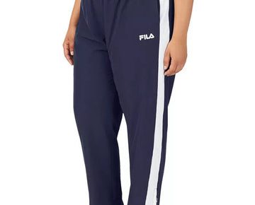FILA Jovia Mid-Rise Contrast-Trim Track Pants Navy Blue Plus Size 2X MSRP $58