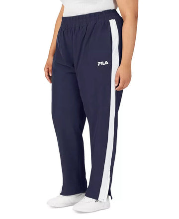 FILA Jovia Mid-Rise Contrast-Trim Track Pants Navy Blue Plus Size 2X MSRP $58