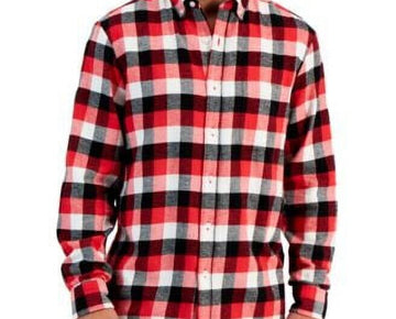 Club Room Buffalo Plaid Ruby Check Button Front Flannel Shirt Red Size XXL
