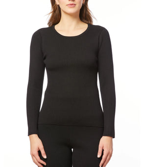 Melissa Paige Women's Ribbed Scoop-Neck Sweater Black Size XL