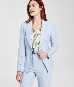 Tahari ASL Women's One-Button Peak-Lapel Twill Blazer Blue Size 12 MSRP $159
