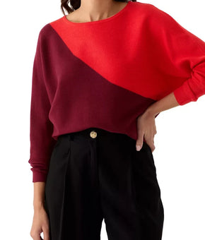 T Tahari Women?¢ç?s Wide-Crewneck Dolman-Sleeve Sweater Red Size L MSRP $78
