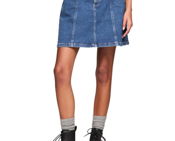 Tommy Jeans Women's A-Line Seam-Detail Denim Skirt Blue Size 31 MSRP $80
