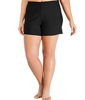 Island Escape Women's Plus Size 16 Slimming Beachwear Swim Shorts Black