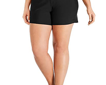 Island Escape Women's Plus Size 16 Slimming Beachwear Swim Shorts Black