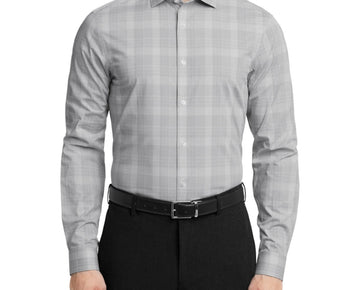 Calvin Klein Men Slim fit Dress Shirt XL Size 17.5 x 34/35 Green Plaid